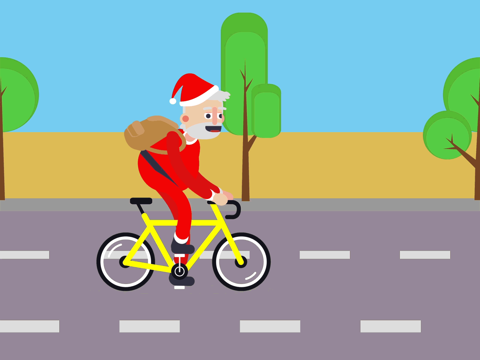 Santa en bici aftereffects animatedgif animation animation after effects bici bicicleta bike car cartoon dibujo illustrator navidad papanoel santa santaclaus vector