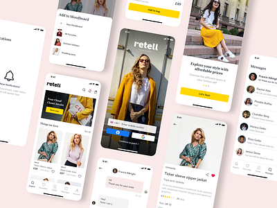 Retell - Online Rental Platform 2020 app closet cloth design flat minimal online shopping ui ux website