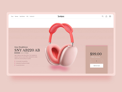Headphone website earphone earphonewebsite graphic design headphone headphonewebsite minimal music musicwebsite pink pinkwebsite playerapp ui uidesigns uxui website