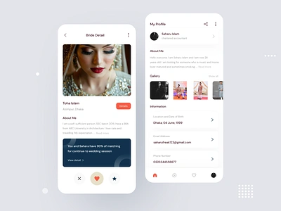 Matrimonial app user interface screen design concept app design minimal playerapp ui ui design uidesigns uxdesign