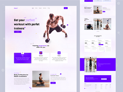 Fitness Landing Page Design abfaruki clean exercise fitness fitness website gym landing page gym ui design health homepage landing page training ui weightloss workout yoga