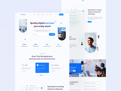 Agency Landing Page Design agency agency landing page blue clean website company website landing page minimal website ui uidesigns uxui websiteui
