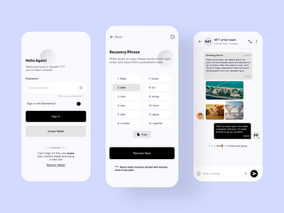Nft Messenger App screen Design