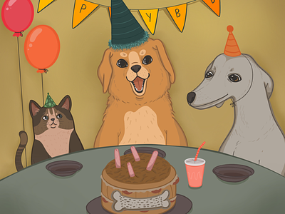 Birthday party birthday birthday party character characterdesign design doggo dogs illustration procreate