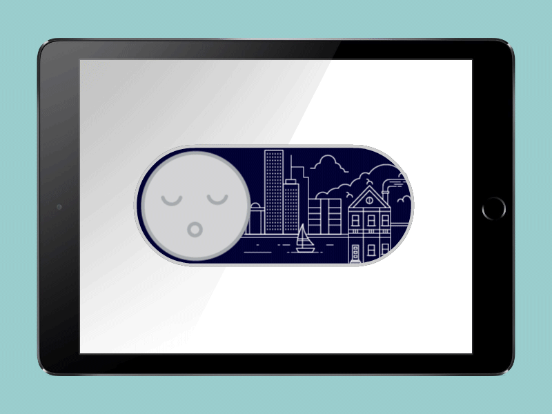 Switch button gif aimation blue button day design diseño gif ideaware illustration night