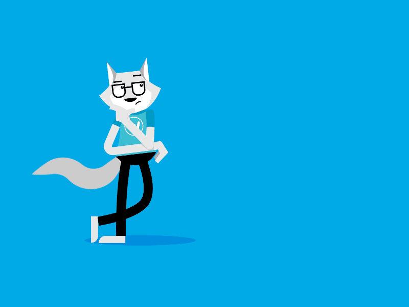 Buster thinking 2d animation design gif mascot movement thinking ui ux wolf