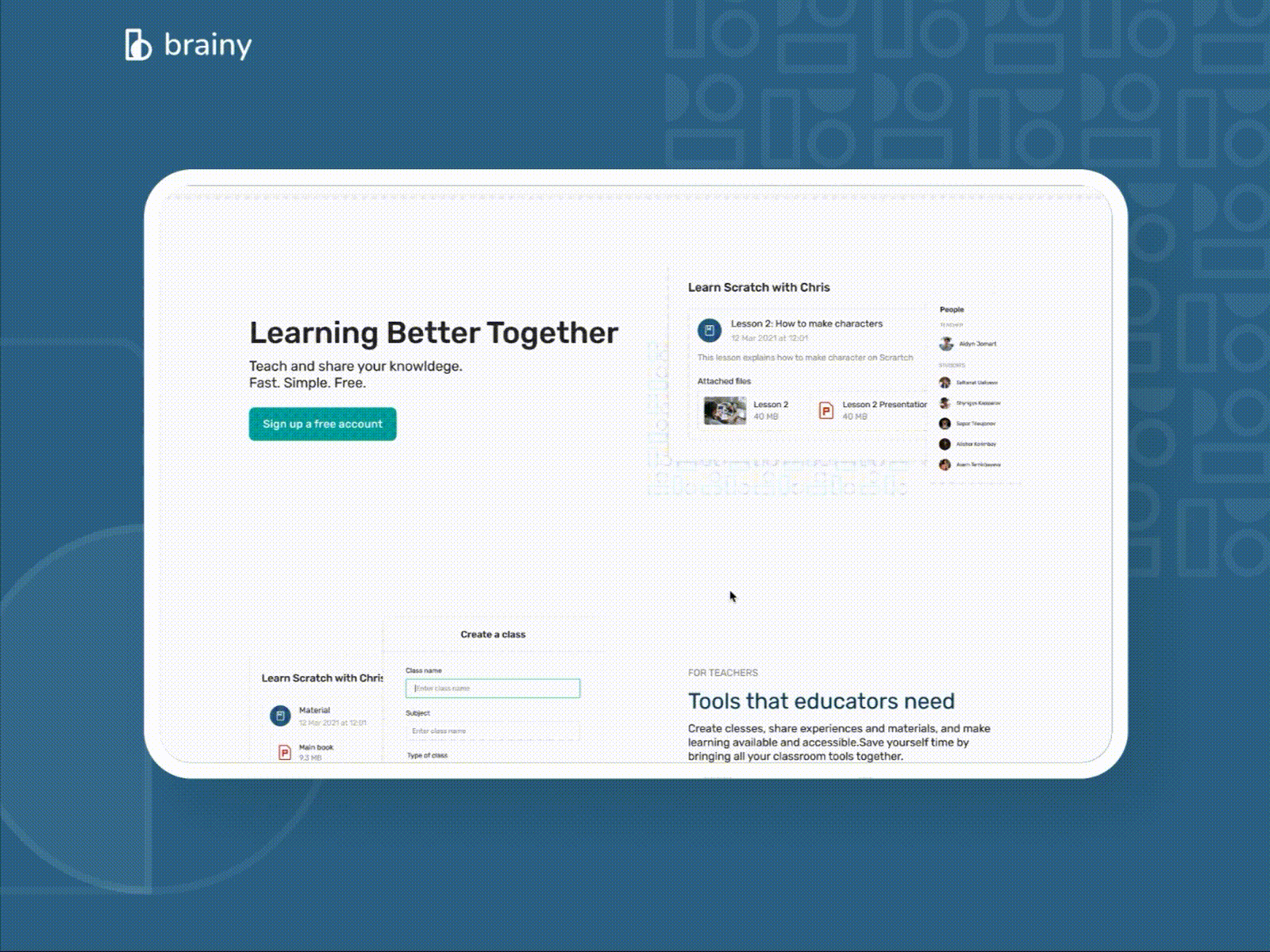 Brainy - Connect. Teach. Learn. design desktop learning online platform school student teacher ui ux website