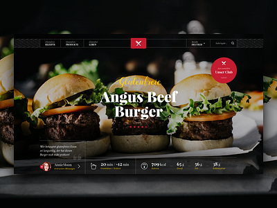 Recipe – Landing Page burger clean community dark food header landing page layout red tasty ui website
