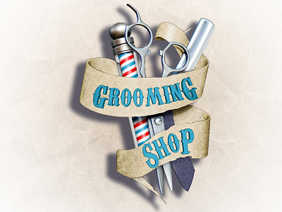 Grooming shop_logo 3d 3d art branding grooming illustration illustrations logo logo design poster poster design ui web web design