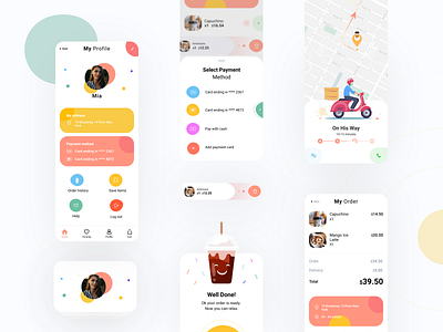 Sweets Ordering App UI cake cart coffee delivery design illustration order payment profile ring sweet sweets tasty ui ux