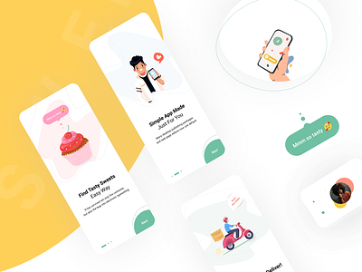 Onboarding App UI app cake coffee delivery design illustration onboarding onboarding ui order ui ux