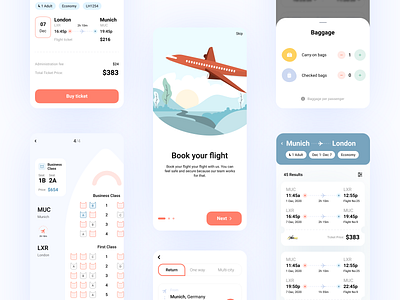 Flight App UI app design figma flight fly illustraion journey minimal plan ticket travel typography ui ux