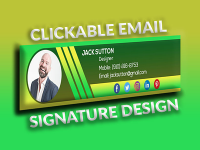 Clickable Email Signature Green Color clickable email email signature html email signature social media banner stationary