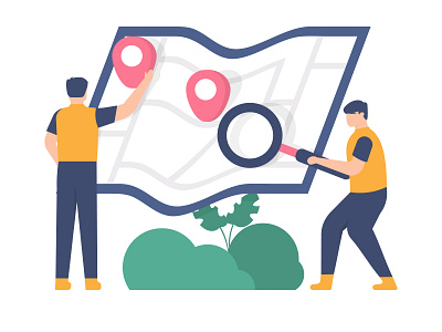 looking for a location action activity analisis app character concept find flat design gps graphic design guide illustration journey location app map route search tracking travel ui