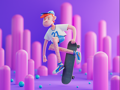 skaty man 3d belender character design illustration