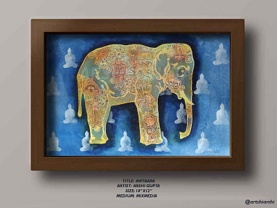 Awtaara The Elephant acrylic painting art art canvas art gallery artistic buddha creativity hand drawn oil painting painting