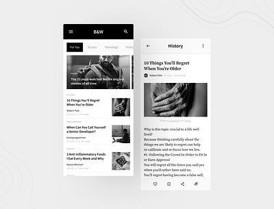 B&W Blog UI design app design blog design journal medium minimal notepad ui ui design ux website