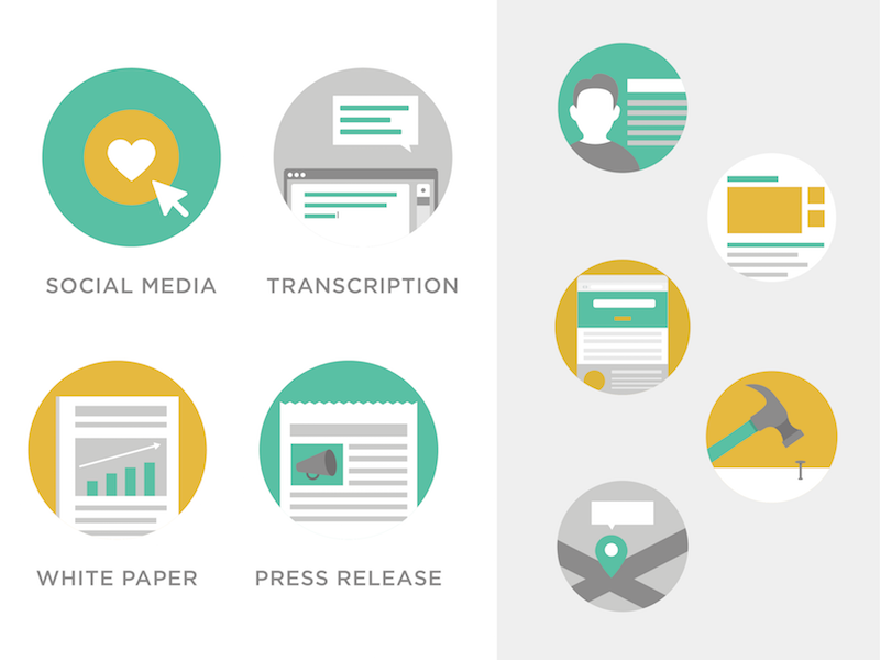 Misc. Icons map location nail hammer web content web browser profile user press release white paper transcription social media