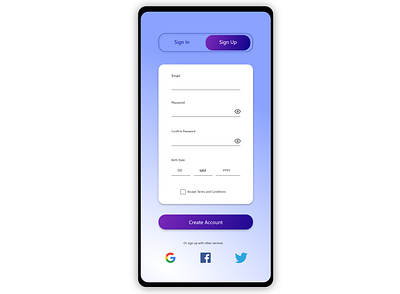 Sign Up - Daily UI challenge adobe xd app daily ui design mobile sign up ui ux