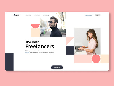 The Best Freelancers - landing page dailyui freelancer landinpage minimalism shapes uxui web white