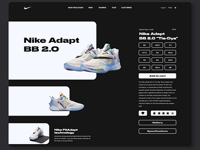 Nike Adapt | Dark Mode concept buy daily ui dark mode dark ui eshop nike nike adapt rating shoes shop style web webdesign
