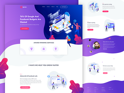 Marketing Agency clean design fresh illustration landing page marketing marketing agency minimal modern purple red red and blue ui uiux ux vector website