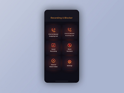 Call Recording & Blocker animation app call block call recorder creative dark design mobile orange portfolio prototype ui uiux ux