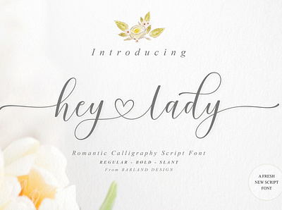 Font Hey Lady Script retro script wedding