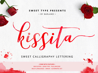 Font Kissita Script retro script wedding