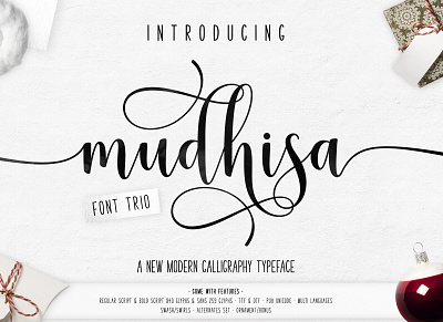 Font Mudhisa Script - 4 Version invitation retro script wedding