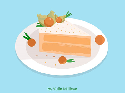 Physalis cake backery berries cake cream food food illustration illustraion physalis sweet tasty vector