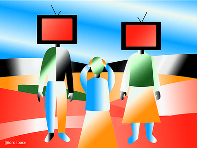 My mom and dad became TVs 2022 characters child dad illustration lose mom parents politics propaganda russia social art tv ukraine vector zombie
