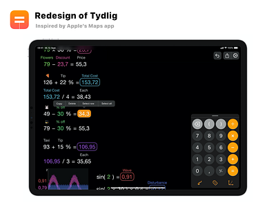 Redesign of Tydlig (calculator app) app concept app redesign app ui design calculations calculator app ios app ipad app iphone app tydlig