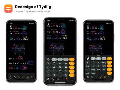 Redesign of Tydlig (calculator app) app concept app redesign app ui design calculations calculator app ios app ipad app iphone app tydlig