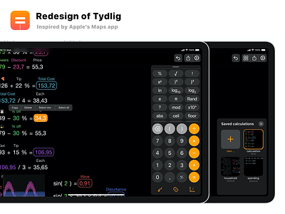 Redesign of Tydlig (calculator app) app concept app redesign app ui design calculations calculator app ios app ipad app iphone app tydlig