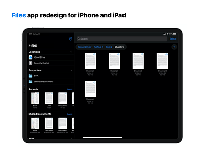 Files App Redesign for iPhone and iPad app redesign app ui concept apple files app file management files app folders ipad app iphone app path bar ui concept