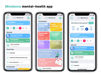 Mindance mental-health app app design ios app iphone app meditation app mental health ui concept