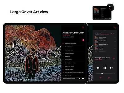 Large Cover Art view album cover cover art cover view ios app ipad app music app music player ui concept