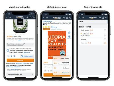 Amazon product page redesign for app ui concept