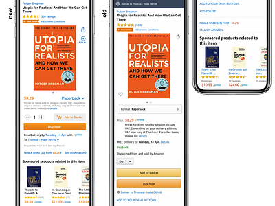 Amazon product page redesign for app ui concept