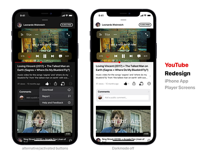 YouTube Redesign of iPhone App Player Screens