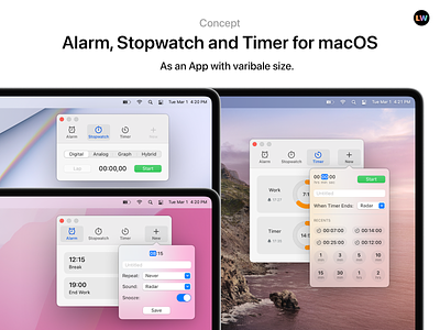 Alarm, Stopwatch and Timer for macOS