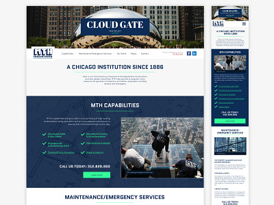 MTH Industries Portfolio Site b2b chicago chicagoland cloudgate construction fabricator glass metal mth portfolio portfolio site thebean website