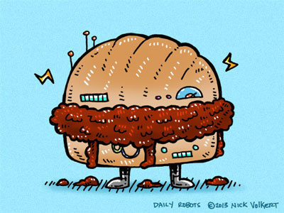 Sloppy Joe Bot bread cute illustration joe meat msced robot sandwich sloppy