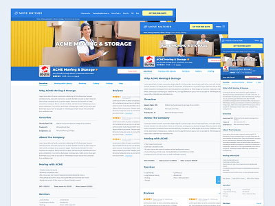 Movematcher mover profiles moving moving company partner product design profile ui ux web design