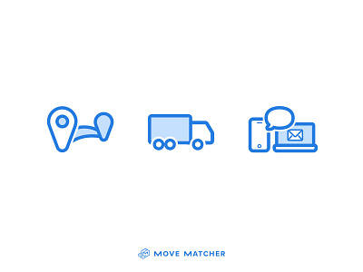 Movematcher how it works branding computer distance icon iconography illustraion moving quote truck ui design