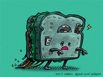 Moldy Sandwich Bot bot daily robots food illustration mold msced robot sandwich
