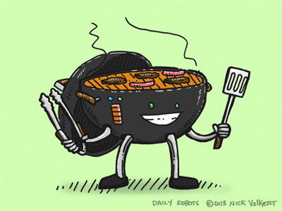GrillBot cooking grill illustration meat msced robot