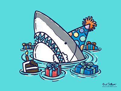 Birthday Shark III birthday cake great white happy birthday illustration shark