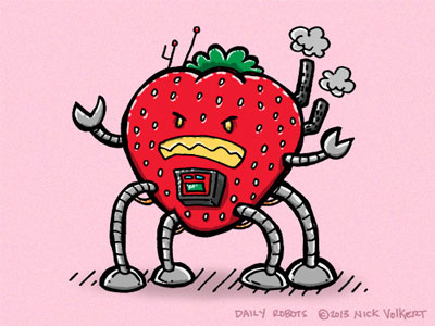 Strawberry Bot daily robots drawing food fruit illustration lol msced robot strawberry